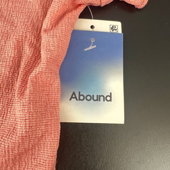 Abound Coral Puff Sleeve Textured Knit Top With Ruffle Trim  - Womens M - Picture 8 of 8